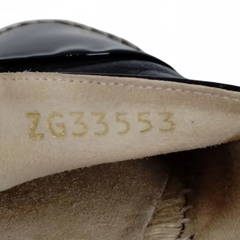 CHANEL Black Espadrille CC Logo Leather Slip-On Shoes IT36